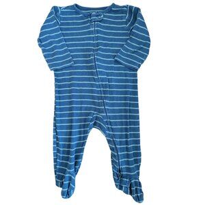Carter's Navy & Turquoise Horizontal Striped Footie Sleeper 6-9m